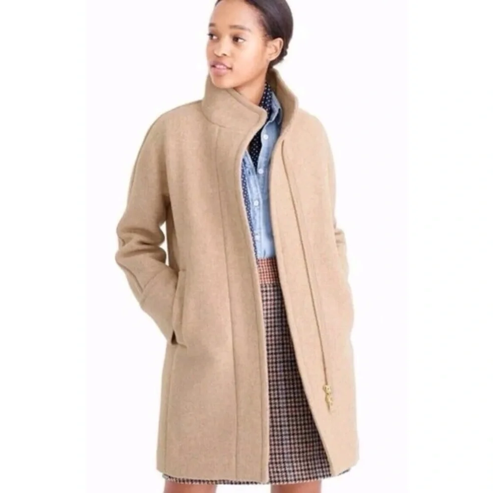 J.Crew Stadium-Cloth Cocoon Coat in Camel Beige Size 2 - Italian Nello Gori Wool - Picture 1 of 11